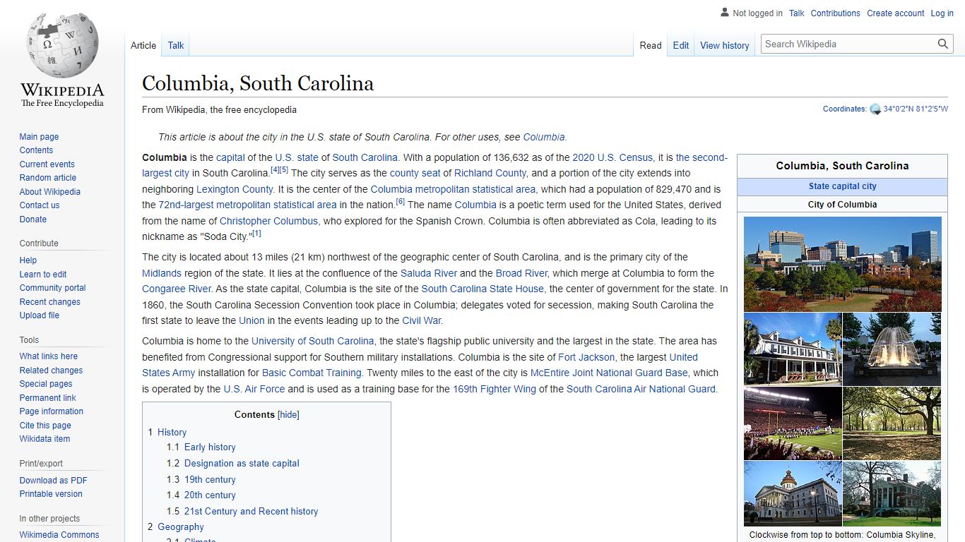 Columbia, South Carolina - Wikipedia